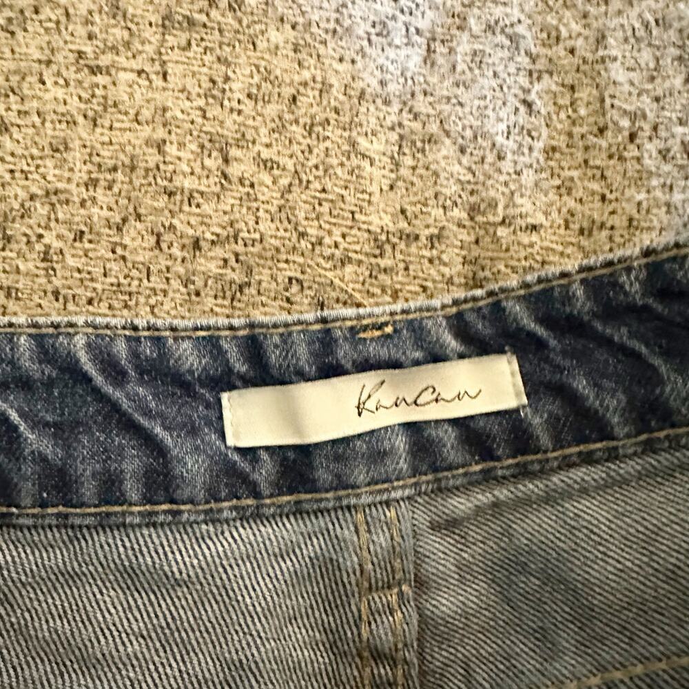KanCan High Rise Distressed Cutoff Denim Shorts Size W0 23 Raw Hem Blue - Picture 3 of 5
